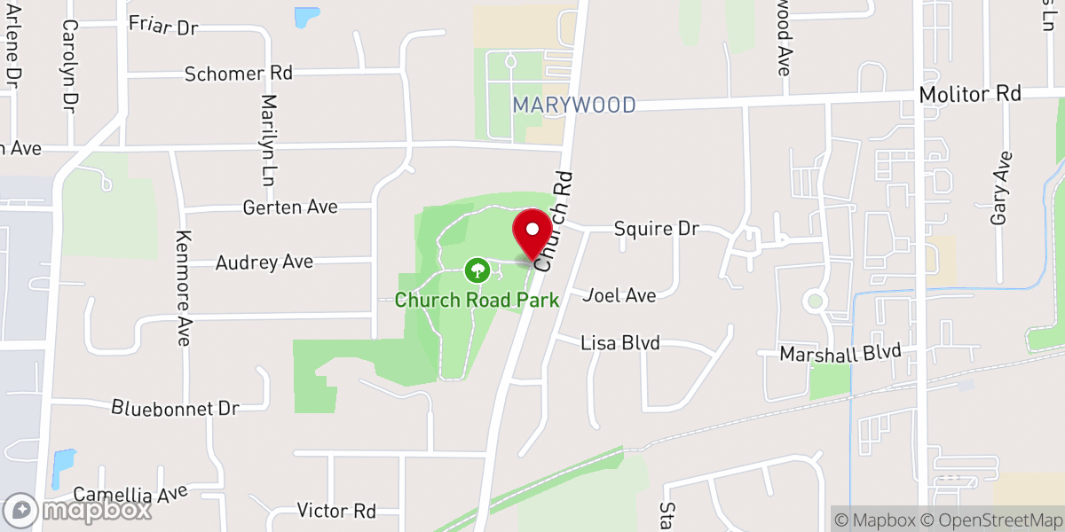 Map showing location of Church Road Park