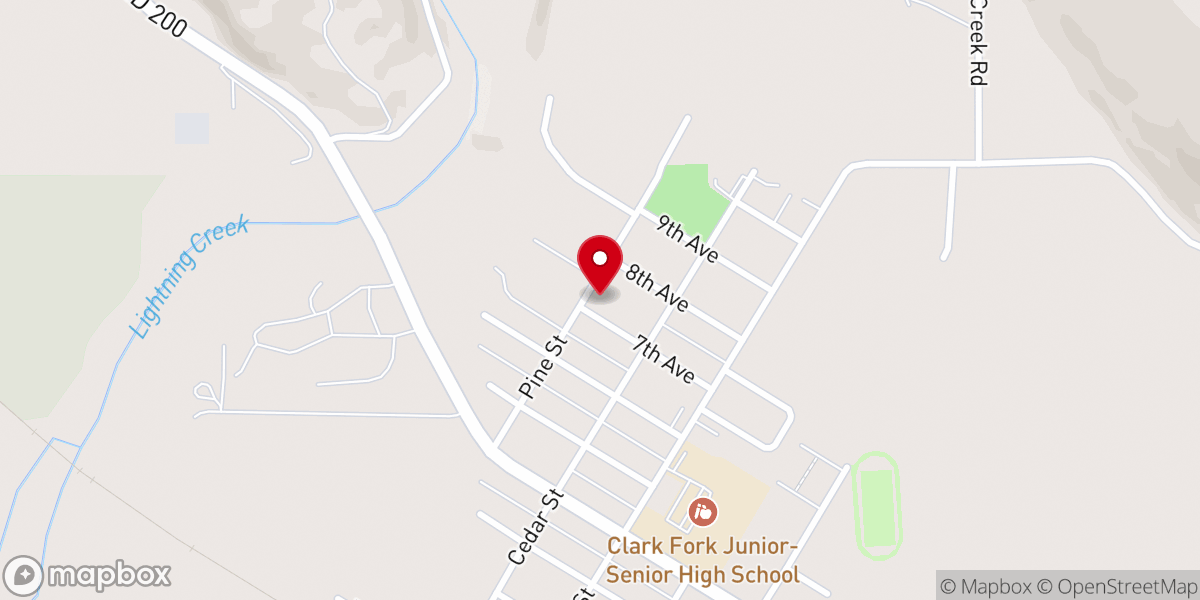 Map showing location of Clark Fork Seventh-day Adventist Church