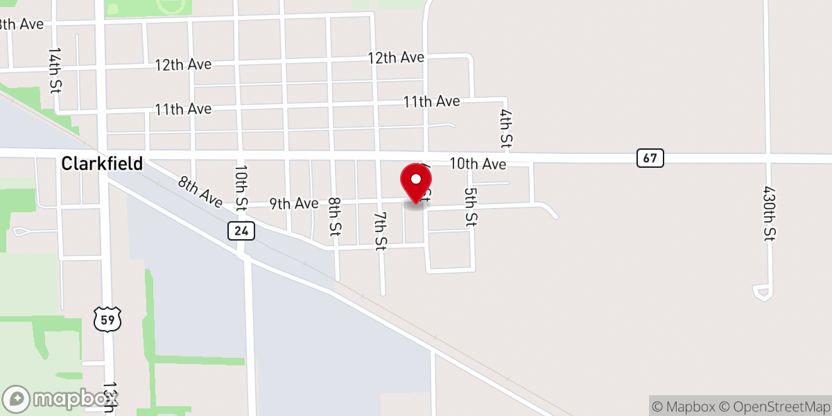 Map showing location of Clarkfield Alliance Church