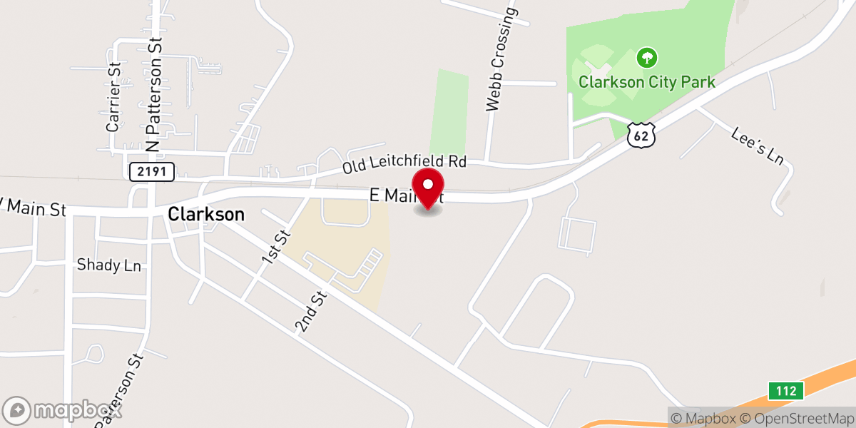 Map showing location of Clarkson Church of Christ