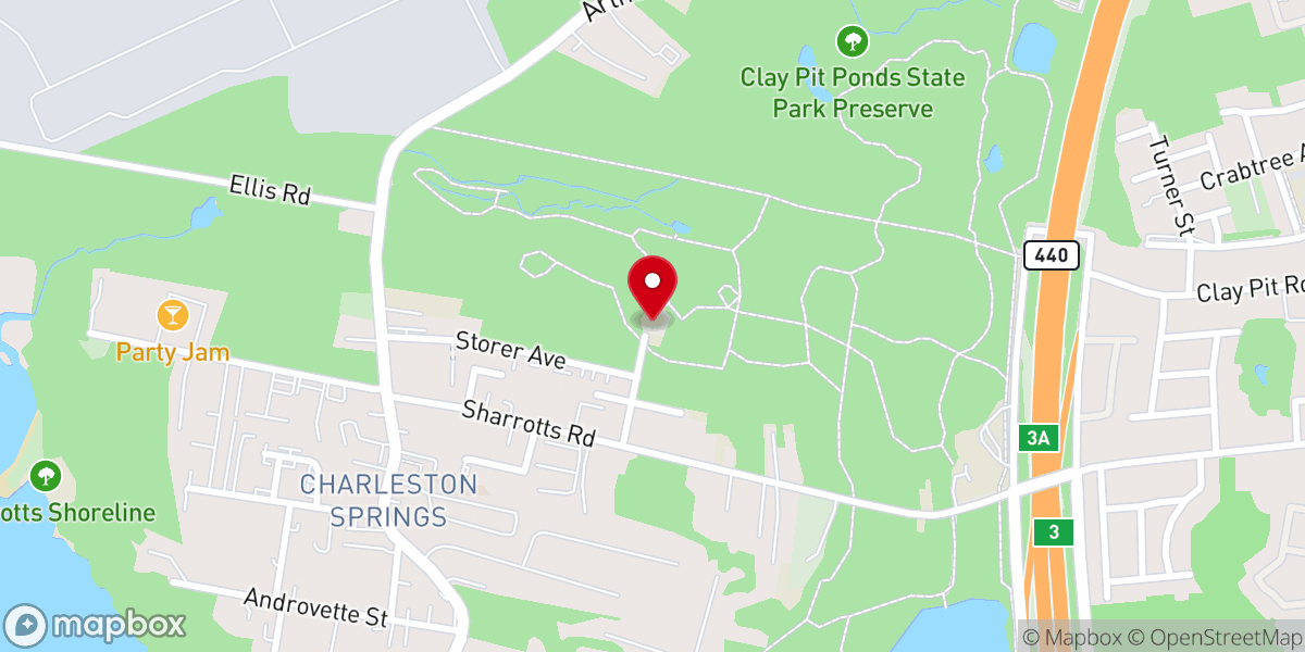 Map showing location of Clay Pit Ponds State Park