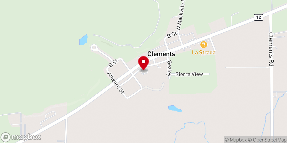 Map showing location of Clements Community Church