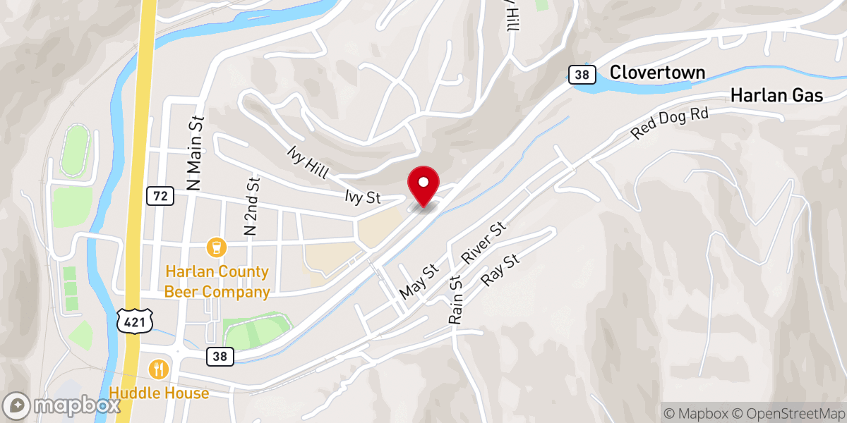 Map showing location of Clover Street Church of Christ