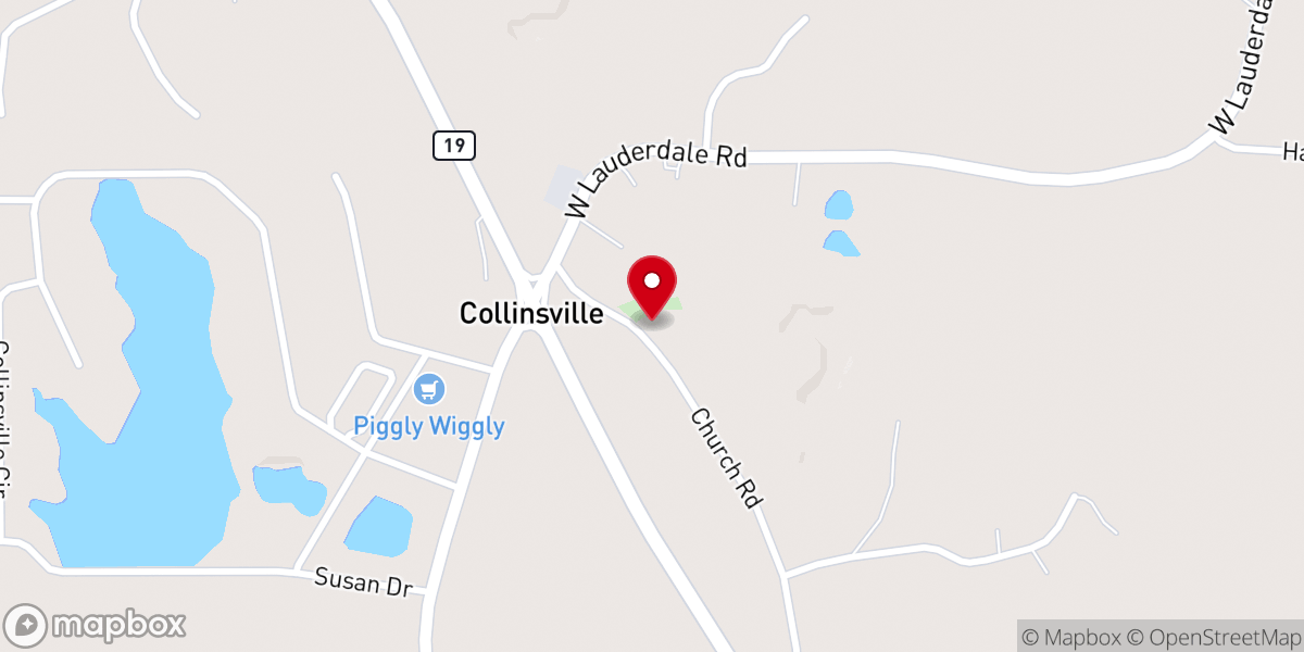 Map showing location of Collinsville Methodist Church