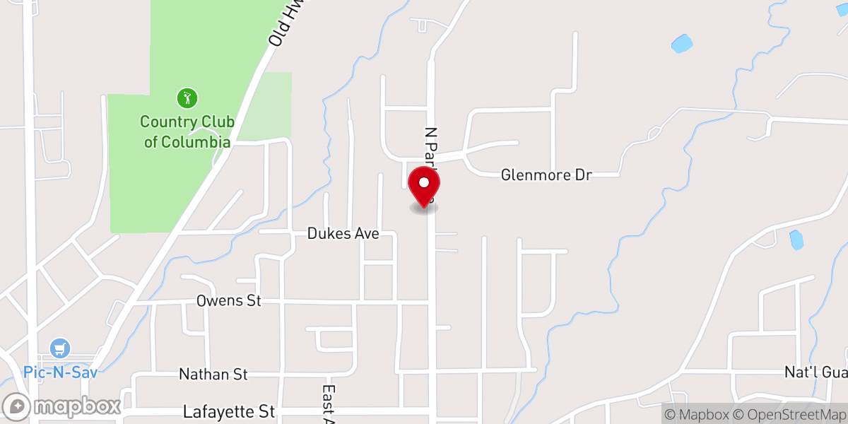 Map showing location of Columbia Seventh-Day Adventist Church