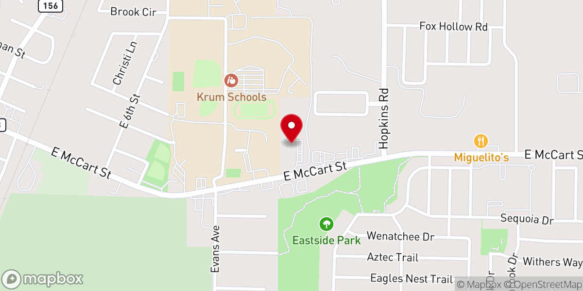 Map showing location of Community UMC of Krum