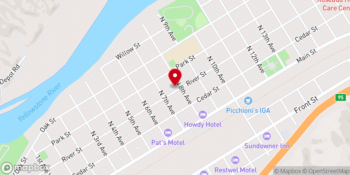 Map showing location of Concordia Lutheran Church of Forsyth, MT