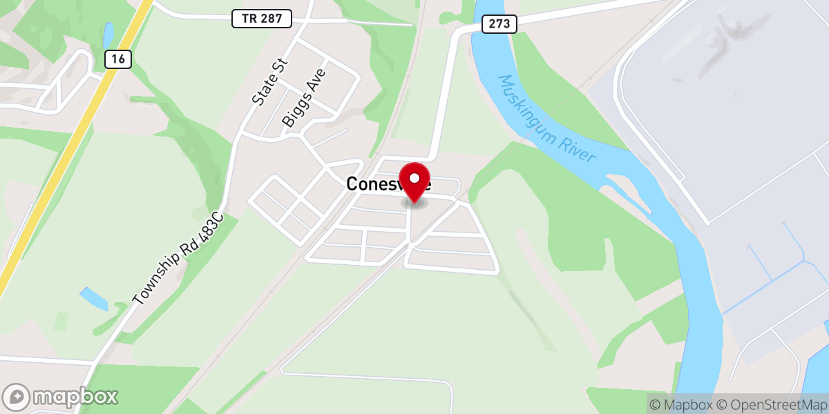 Map showing location of Conesville Wesleyan Church