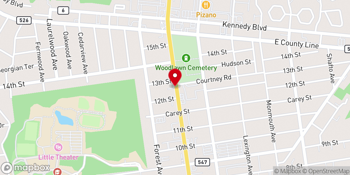 Map showing location of Congregation Anshei Sfard