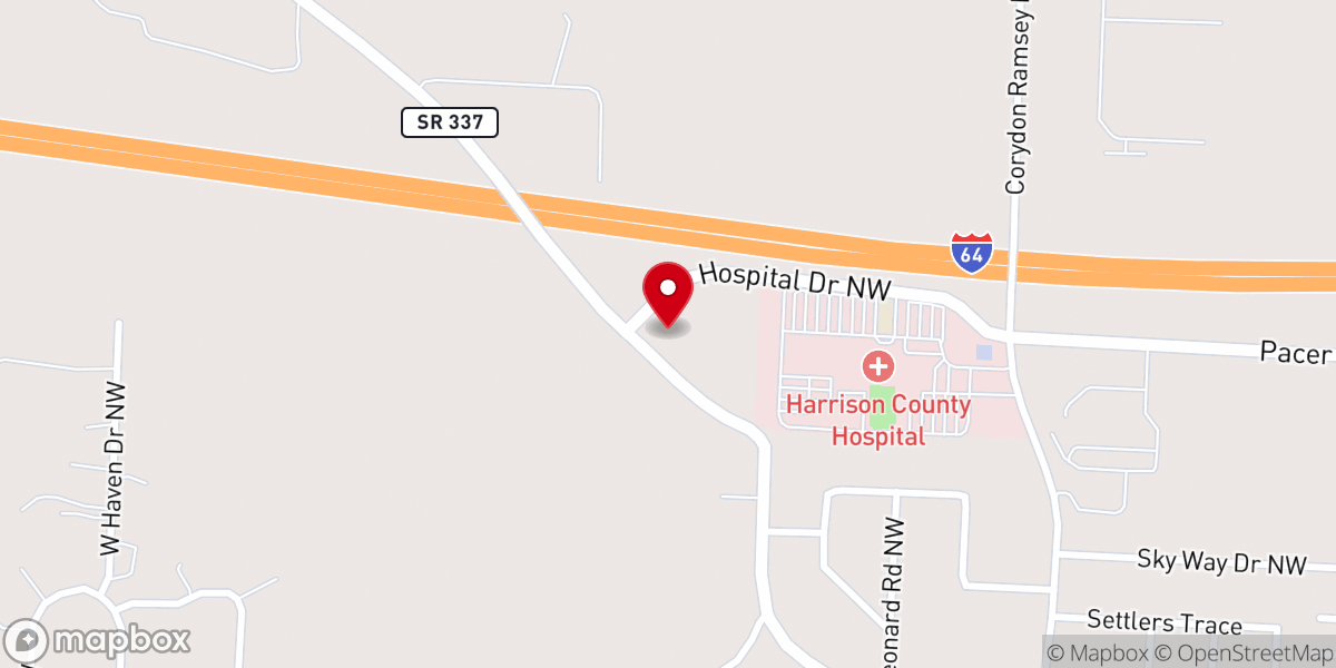 Map showing location of Corydon Baptist Church