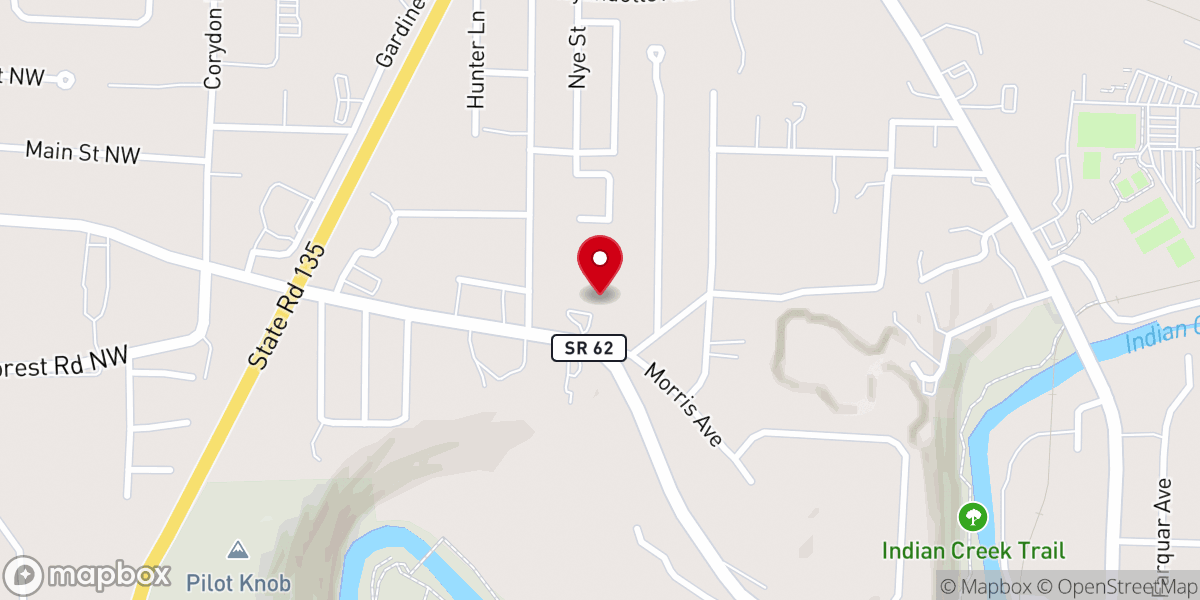 Map showing location of Corydon Presbyterian Church
