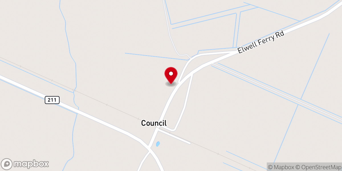 Map showing location of Council Baptist Church