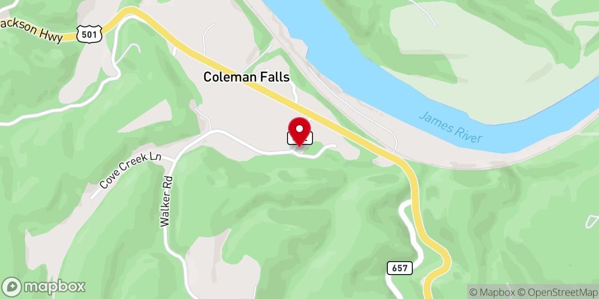 Map showing location of Cove United Methodist Church