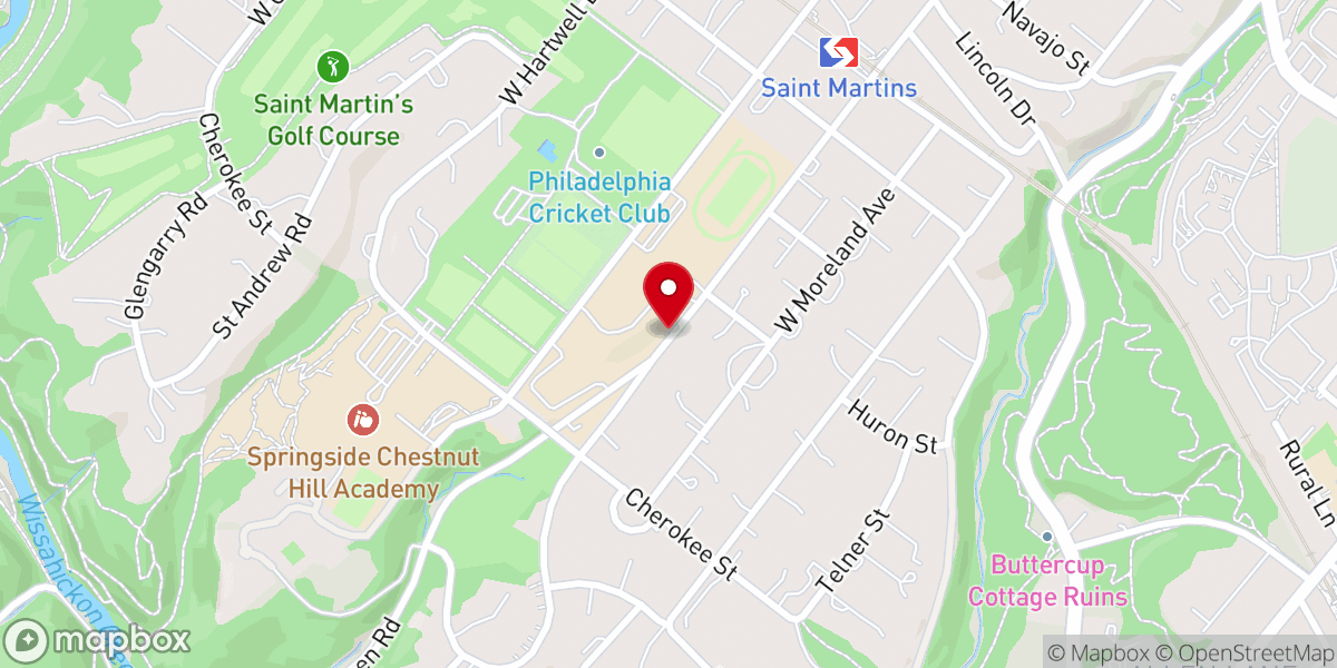 Map showing location of Cresheim Valley Church