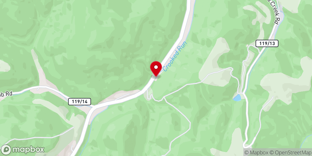 Map showing location of Crooked Run Church