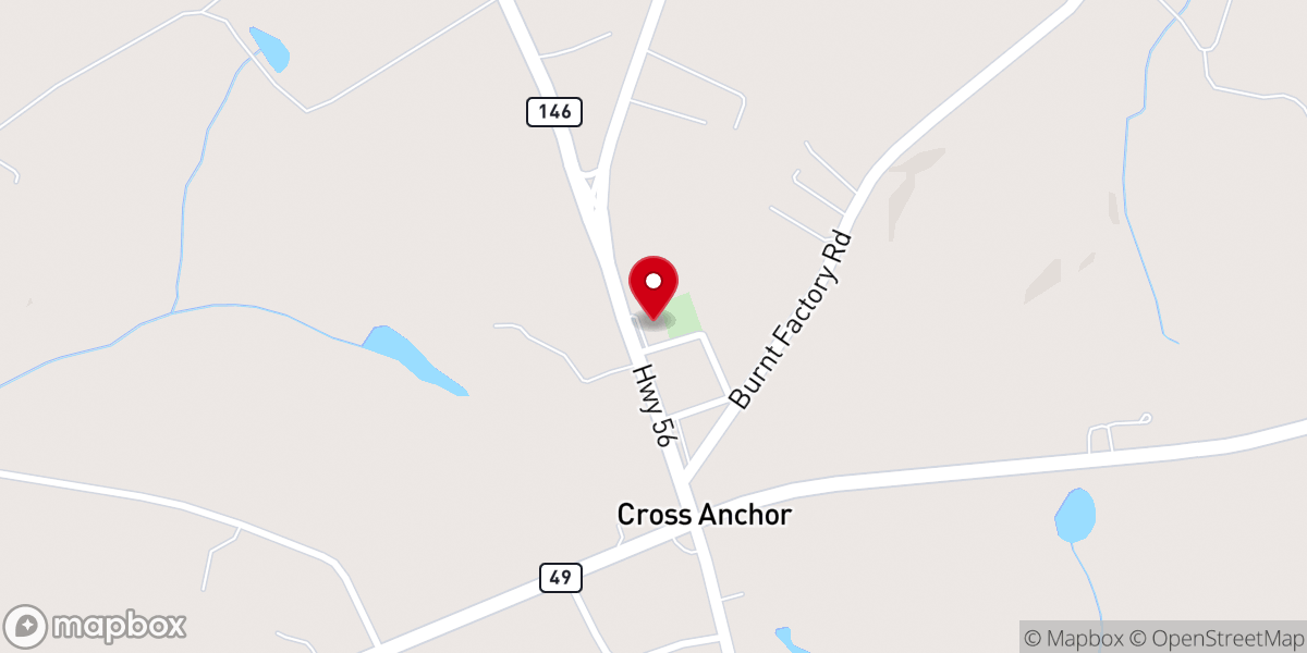 Map showing location of Cross Anchor Yarborough UMC Church