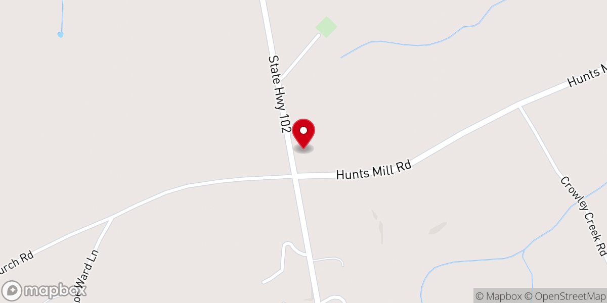 Map showing location of Cross Branch Church