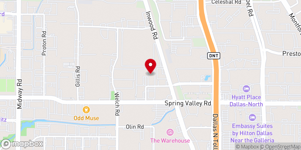Map showing location of CSLDallas, A Center for Spiritual Living