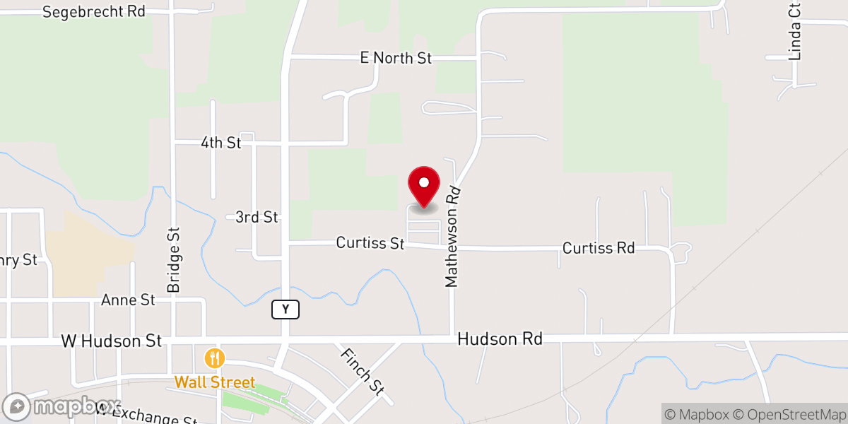 Map showing location of Curtiss Street Bible Fellowship