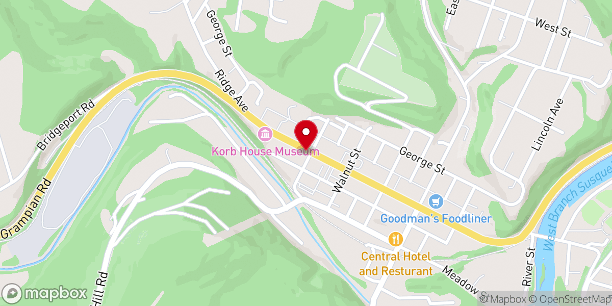 Map showing location of Curwensville Christian Church