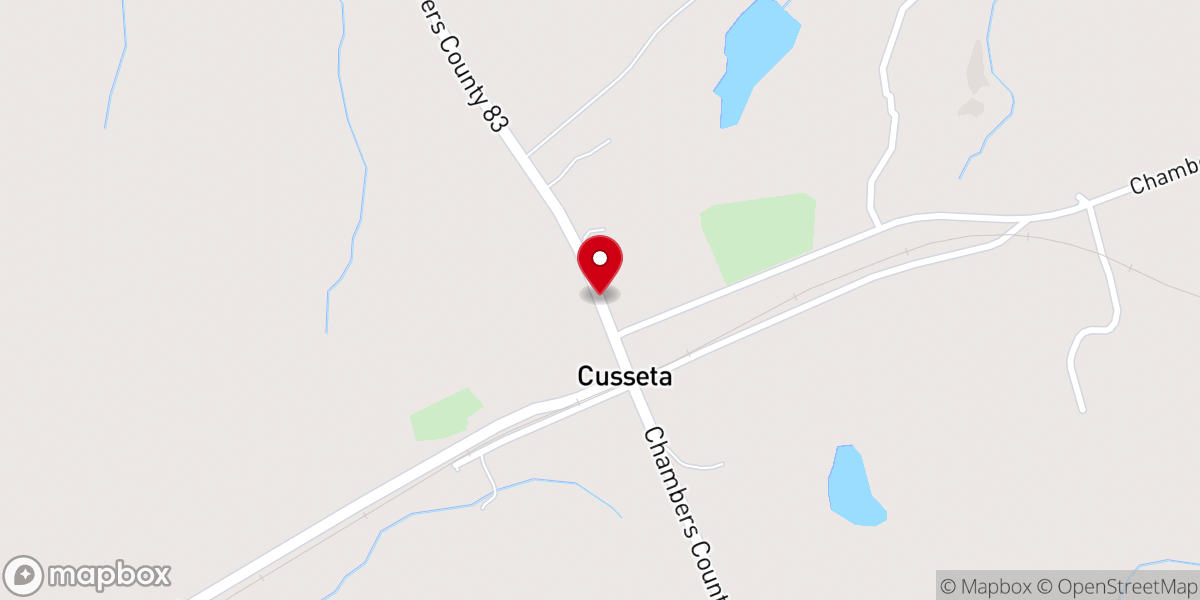 Map showing location of Cusseta Baptist Church