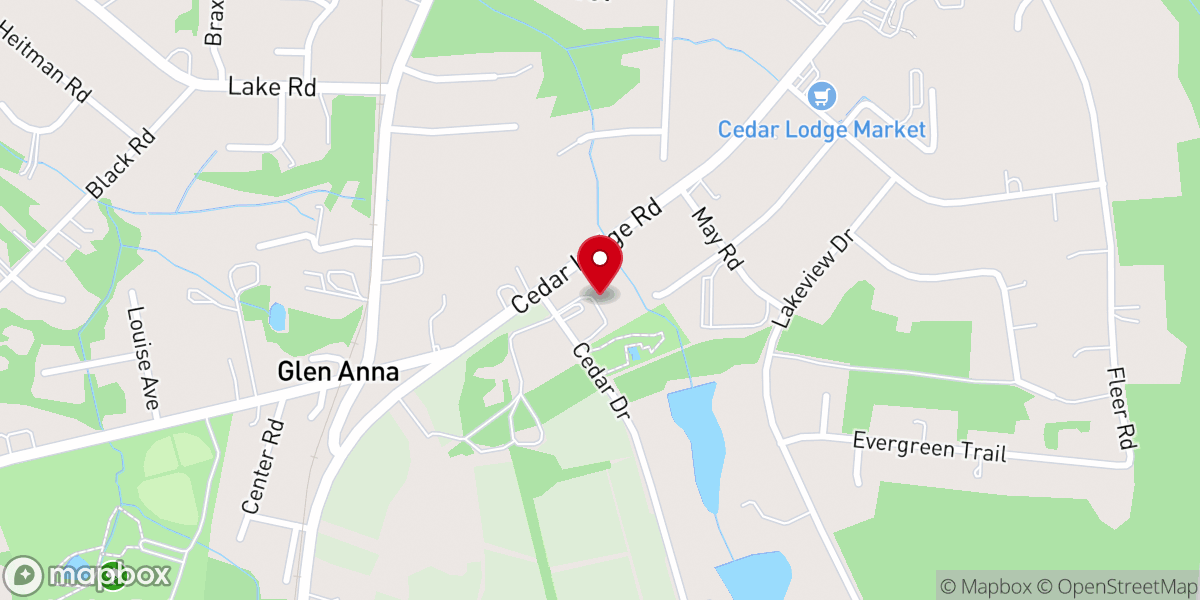 Map showing location of Cedar Lodge Baptist Church