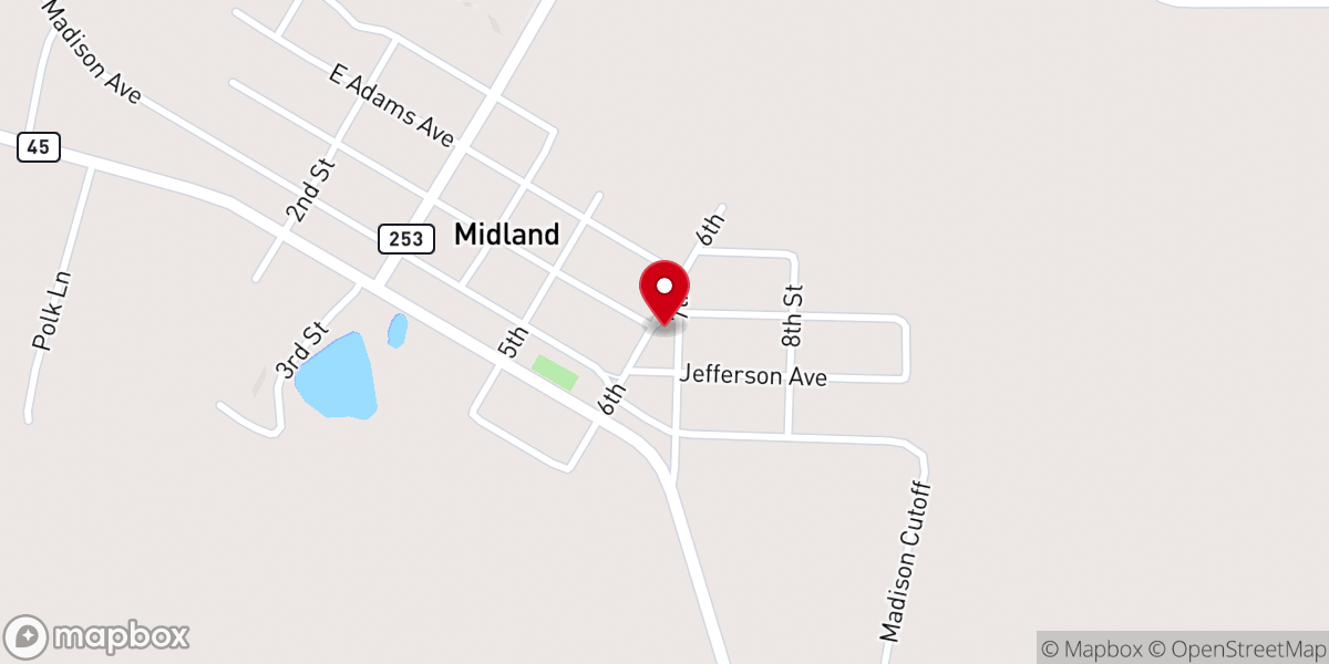 Map showing location of Midland United Methodist Church