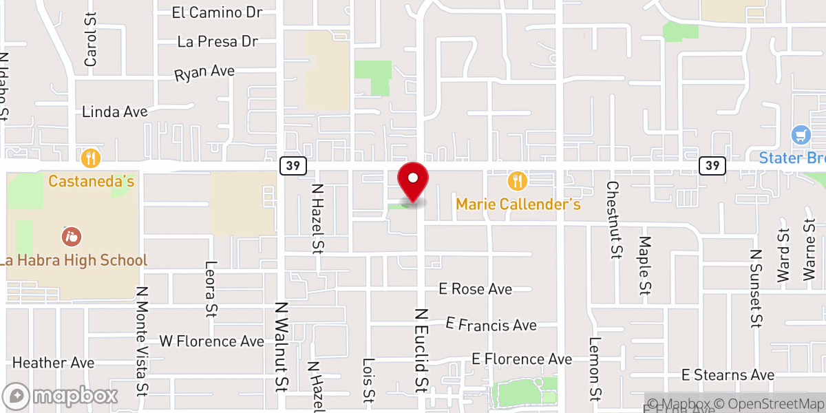 Map showing location of La Habra United Methodist Church