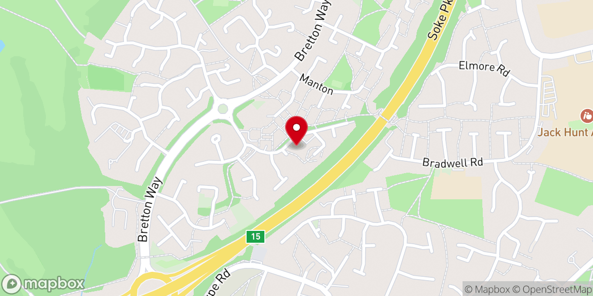 Map showing location of Bretton Baptist Church