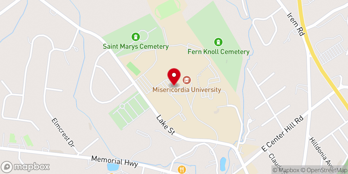 Map showing location of Misericordia University Chapel
