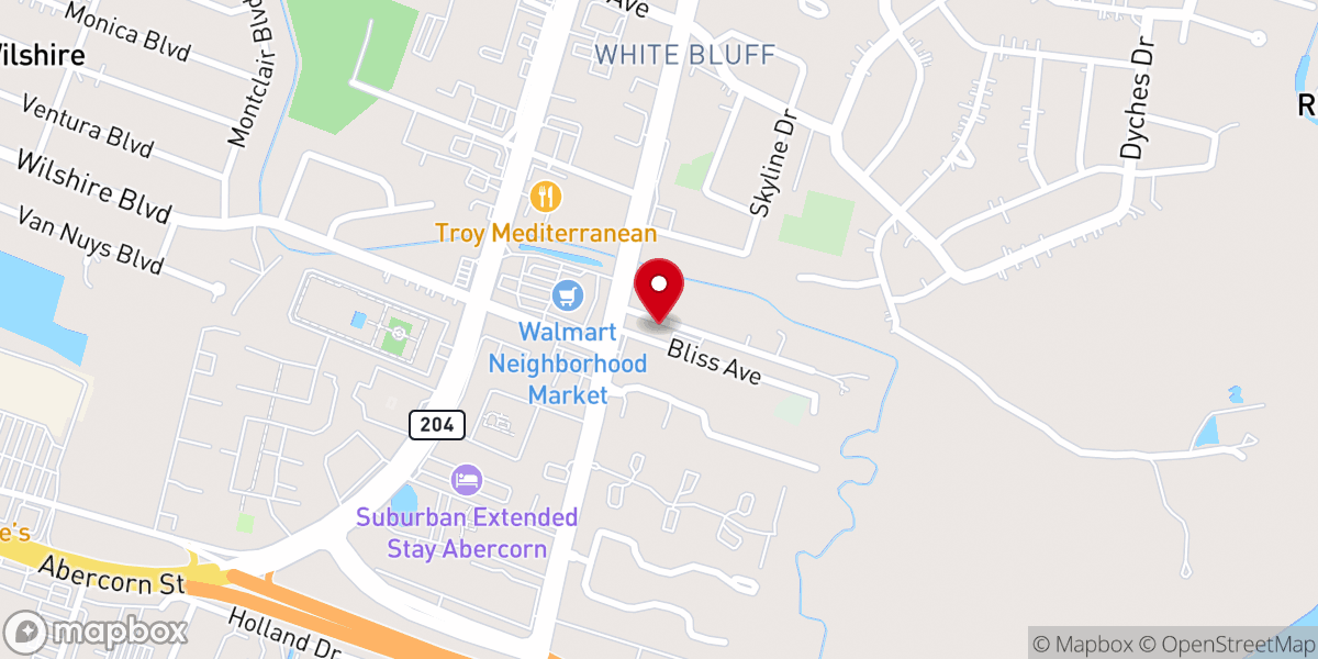 Map showing location of Hope Baptist Church