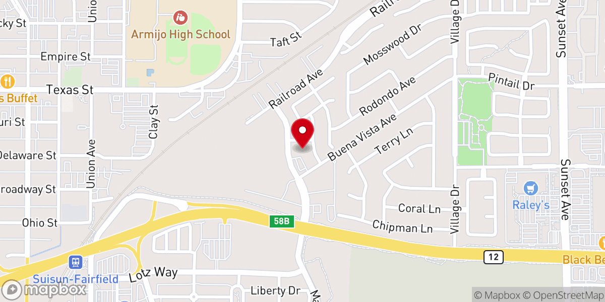Map showing location of First Christian Church of Suisun City & Fairfield CA