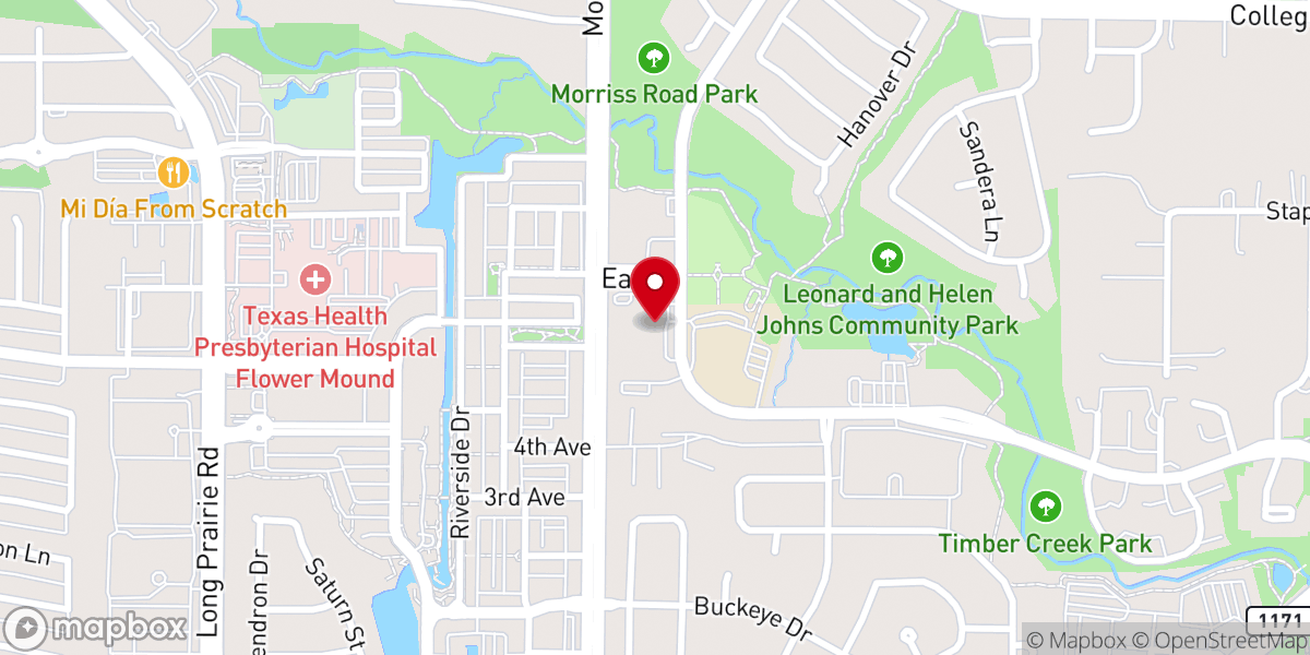 Map showing location of Flower Mound Indian Church