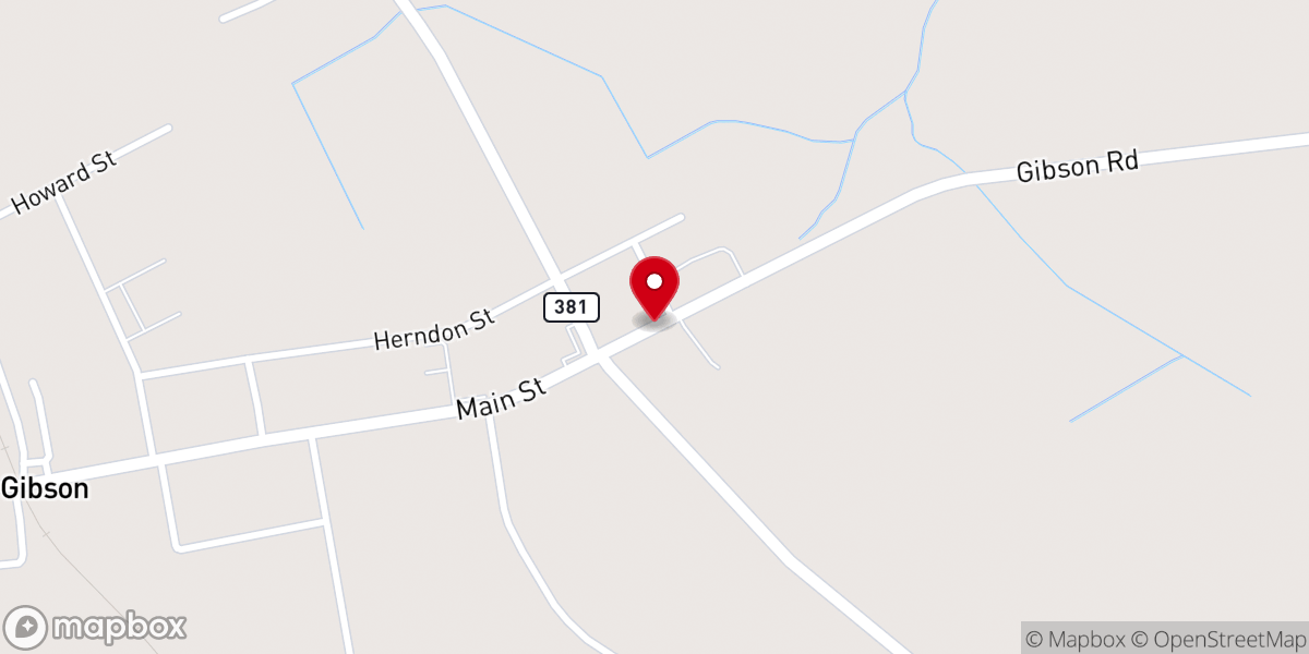Map showing location of Gibson Church of God Parsonage