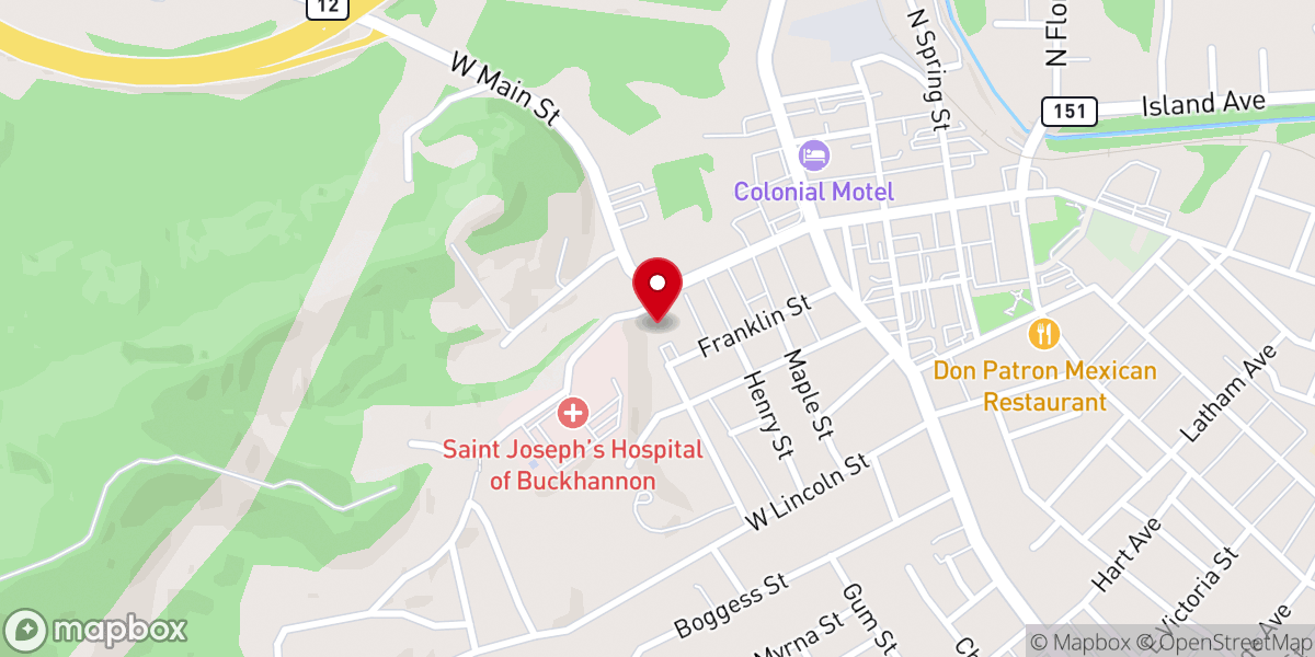 Map showing location of Holy Rosary Catholic Church