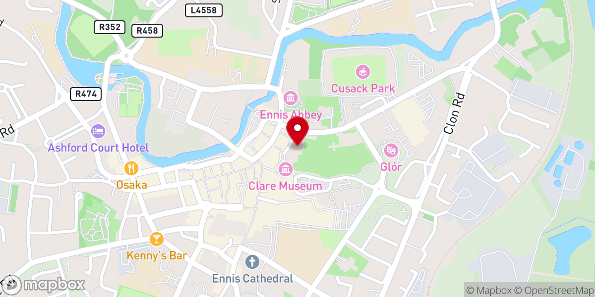 Map showing location of Franciscan Friary