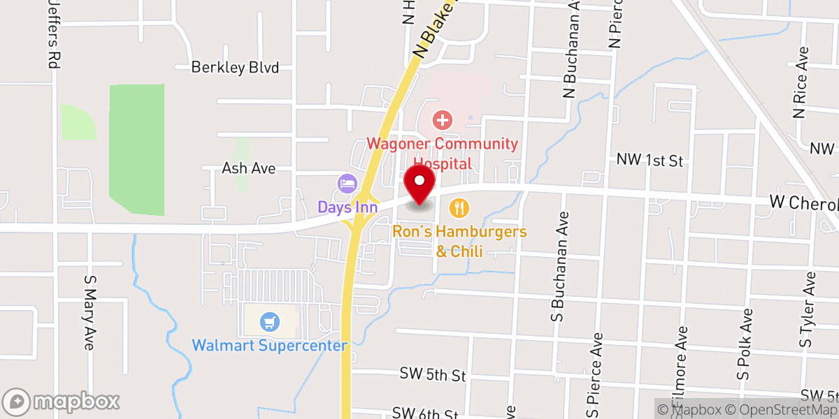 Map showing location of Simple Simon's Pizza