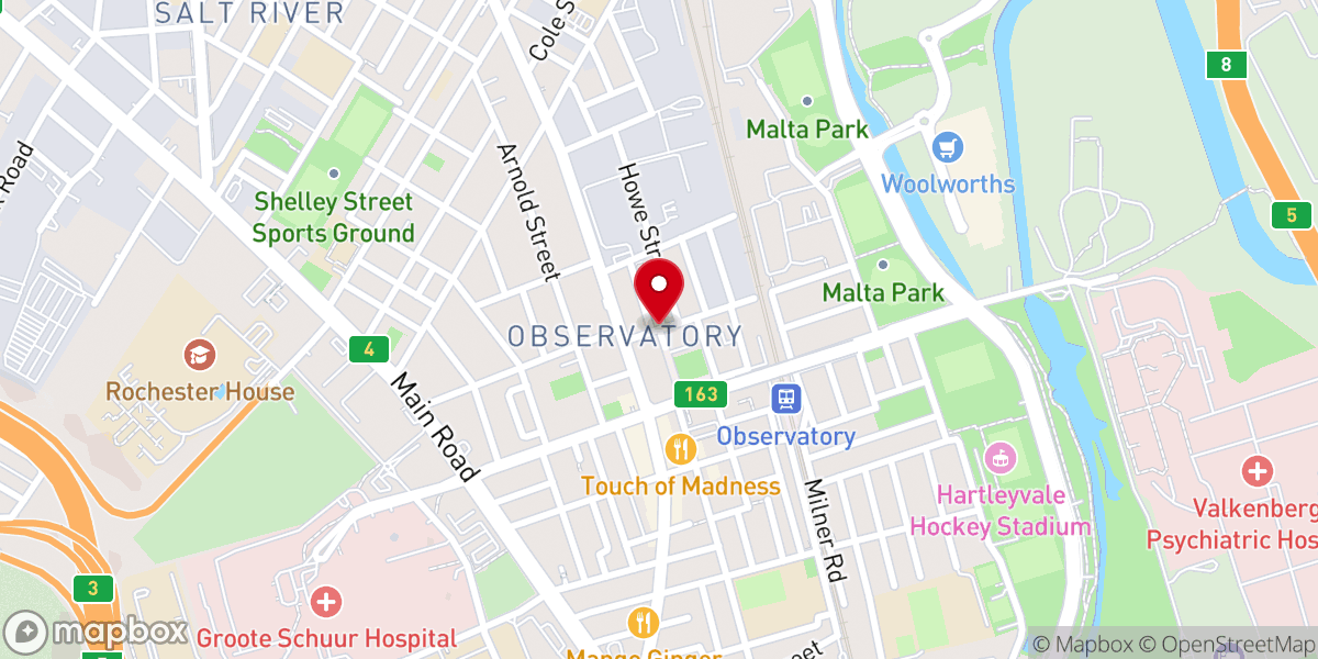Map showing location of Shofar Cape Town South