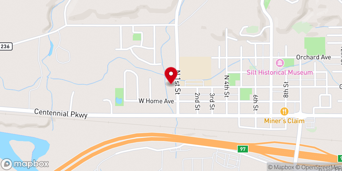 Map showing location of Flat Tops Cowboy Church