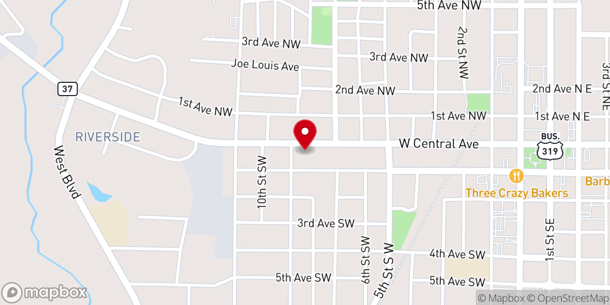 Map showing location of Assembly of God Tabernacle