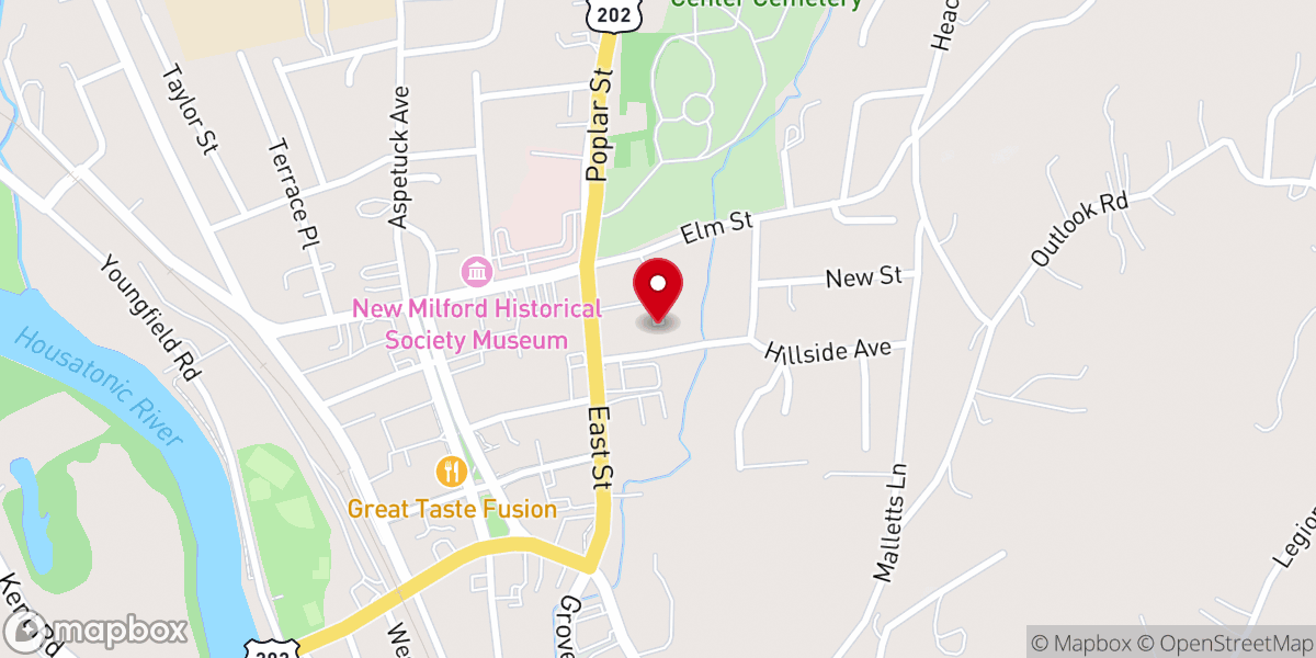 Map showing location of Theatre Works New Milford
