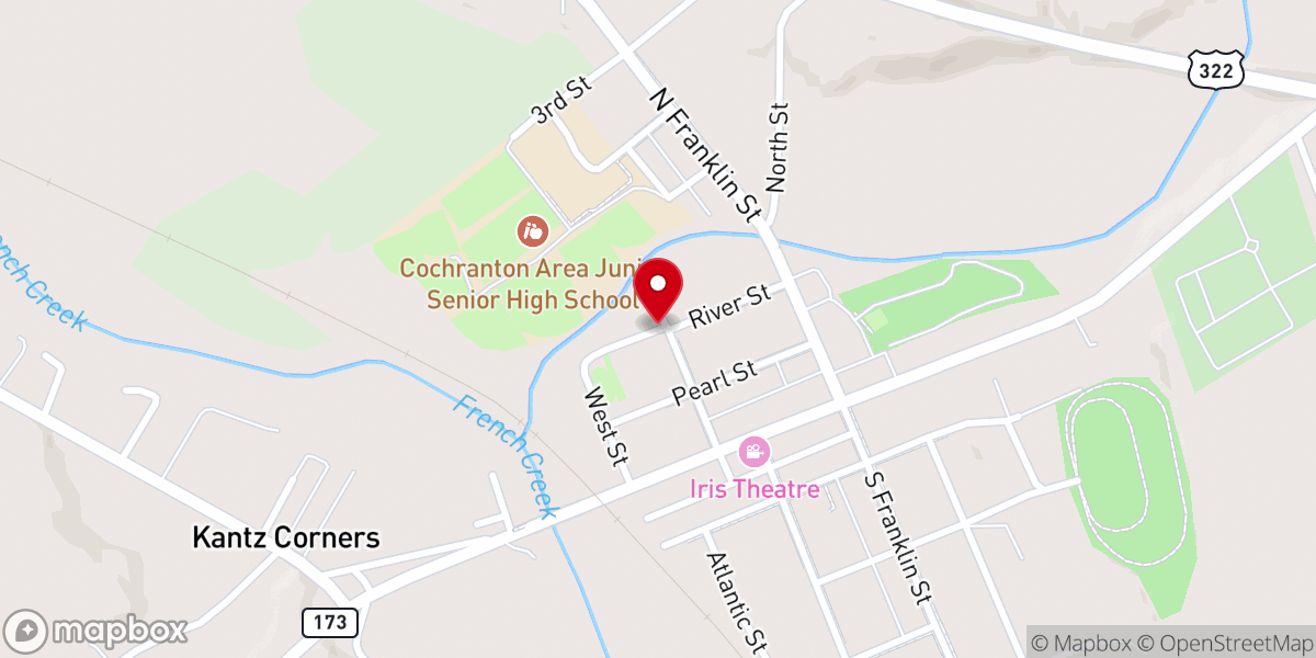Map showing location of Cochranton Fairgrounds