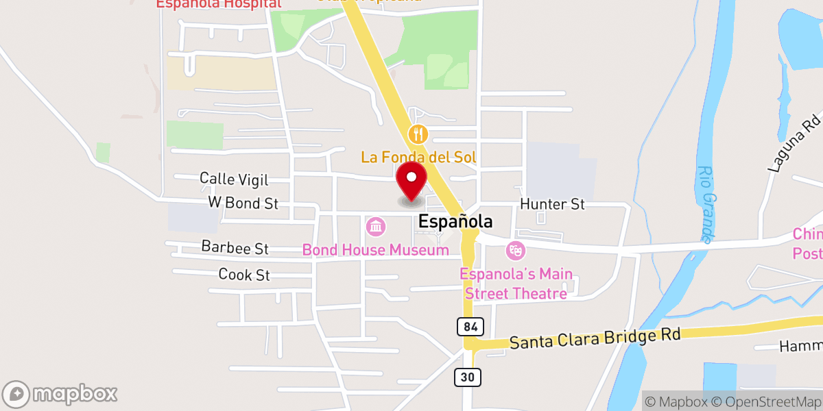 Map showing location of Española Valley Bilingual Seventh-Day Adventist Church