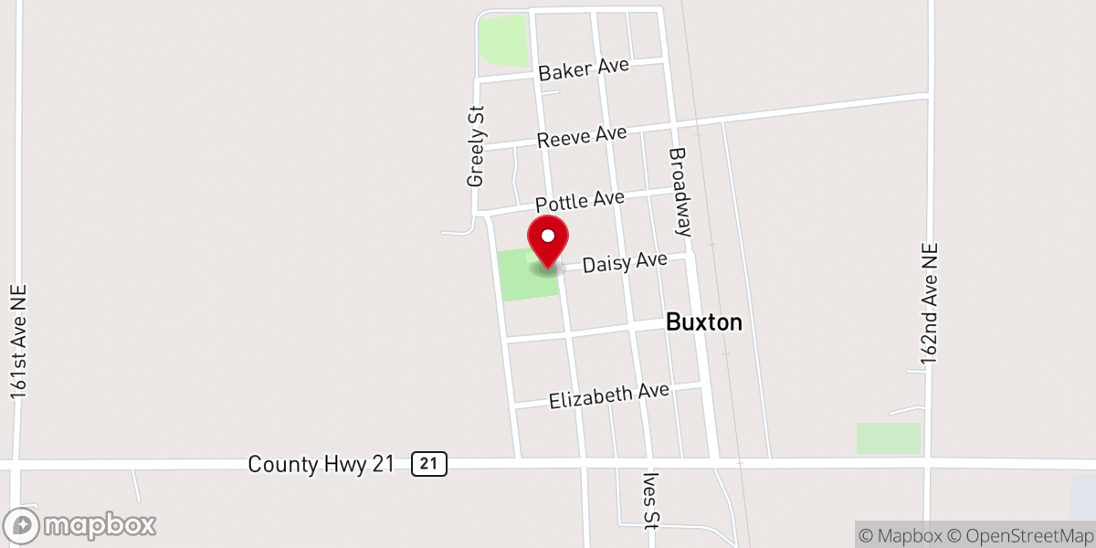 Map showing location of Buxton City Park
