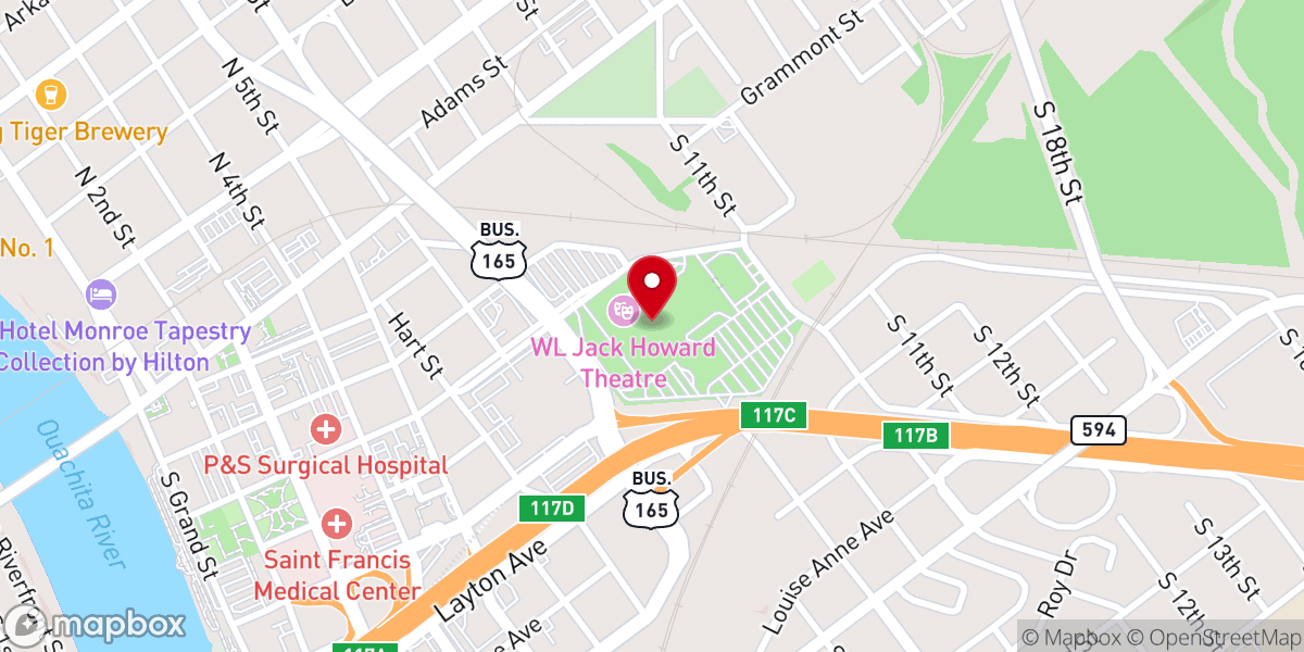 Map showing location of Monroe Civic Center