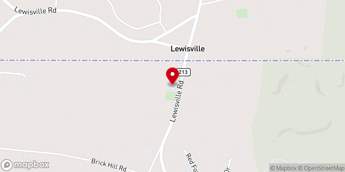 Map showing location of St. John's Lewisville Church