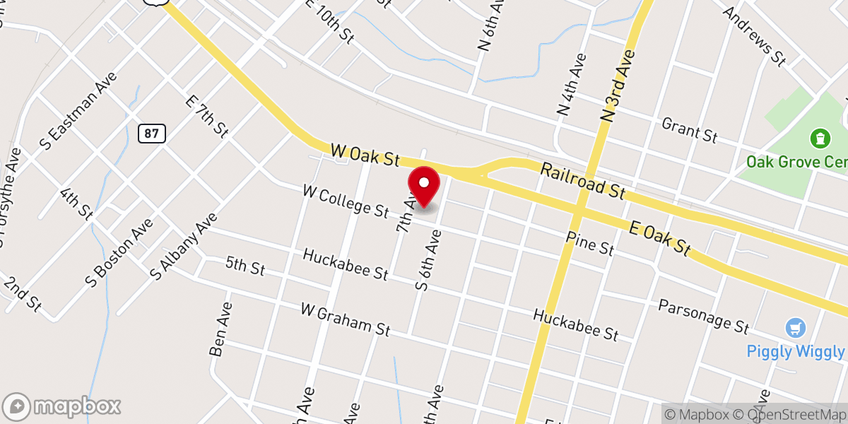 Map showing location of McRae Presbyterian Church