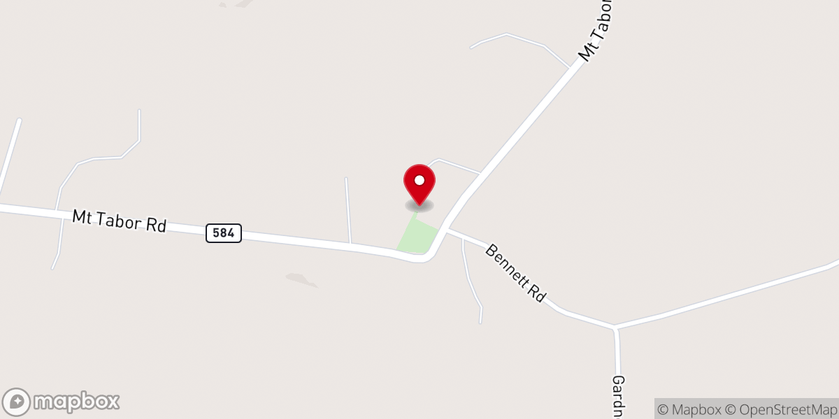 Map showing location of Mt. Tabor Baptist Church
