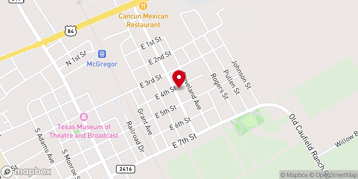 Map showing location of Roberson Chapel African Methodist Episcopal Church
