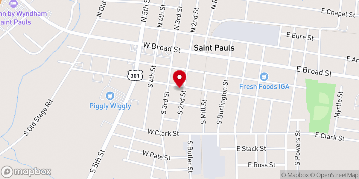 Map showing location of First Baptist Church